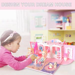 ست اسباب بازی خانه عروسکی 2 در 1 مدل کیف ویلایی 2in1 Portable Dollhouse Toy Playset with Carry Handle _اسباب بازی